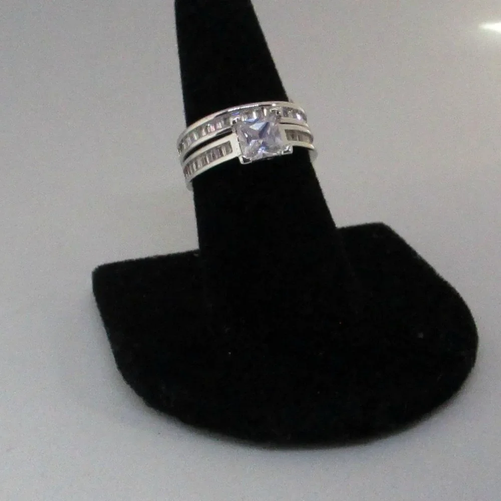 Wedding Rings Set Simulated Diamond